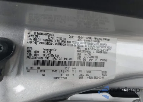 2015 Ford Focus Se from USA, damaged, VIN 1FADP3K27FL315467